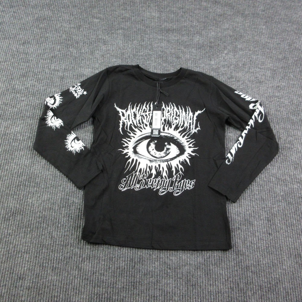 Rockstar Original Shirt Boys 12 Black Long Sleeve All Seeing Eyes Graphic NWT